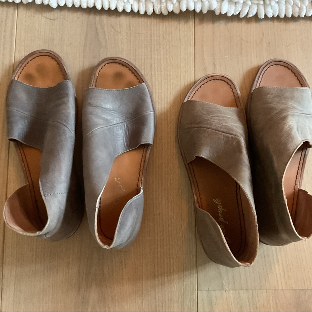 Free People Gray Leather Sandals